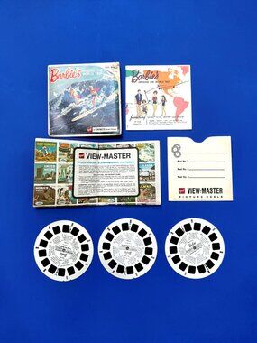 RARE 1965 VIEW-MASTER Barbie's Around The World  3 Reel Set + Book VINTAGE